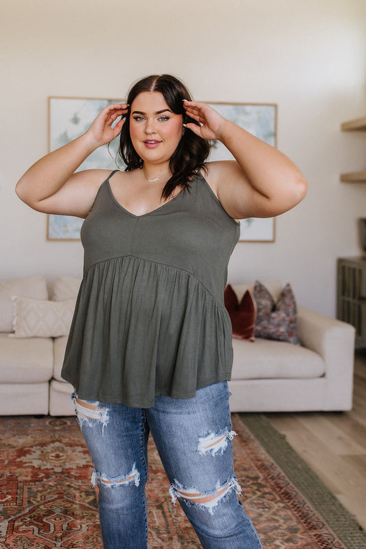 Mittoshop • Never Not Loving V-Neck Cami in Gray Green