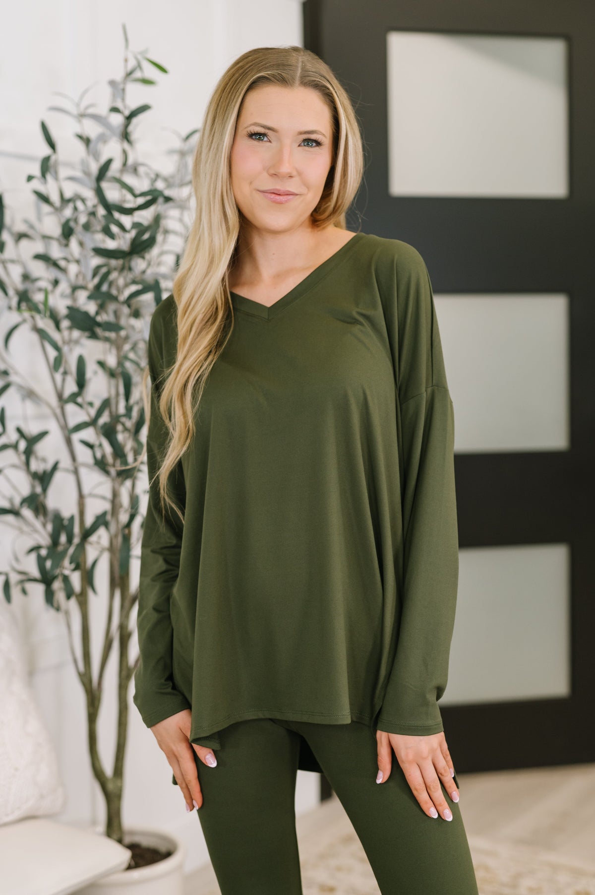 Zenana • Next to Nothing Top and Bottom Set in Dark Olive