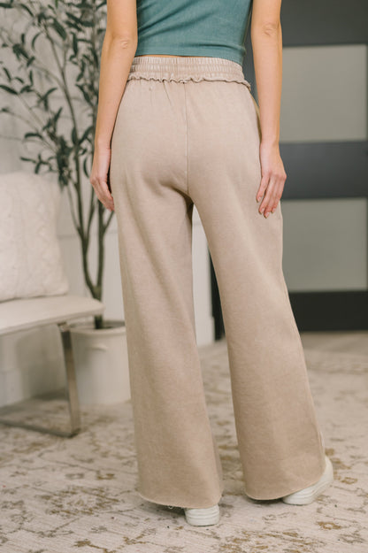 Zenana • Nights Like This • High Waist Palazzo Sweats in Ash Mocha