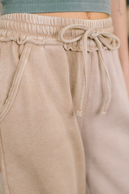 Zenana • Nights Like This • High Waist Palazzo Sweats in Ash Mocha