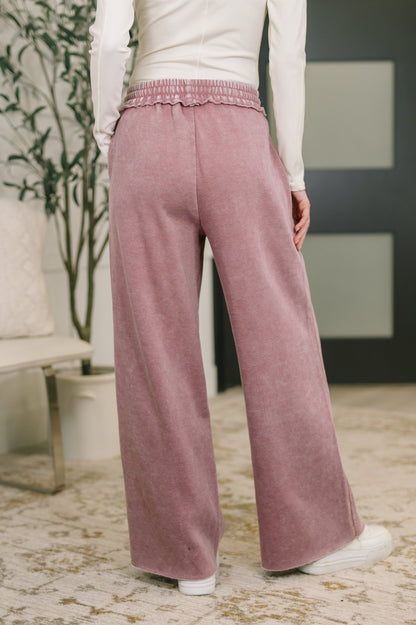 Zenana • Nights Like This High Waist Palazzo Sweats in Light Rose