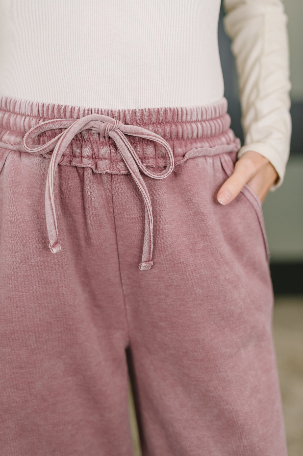 Zenana • Nights Like This High Waist Palazzo Sweats in Light Rose