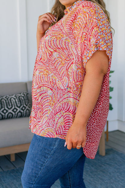 Jodifl • No Competition Mixed Print Button Down Top