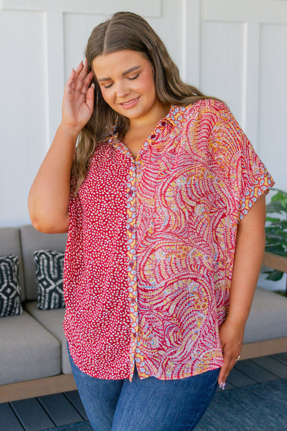 Jodifl • No Competition Mixed Print Button Down Top