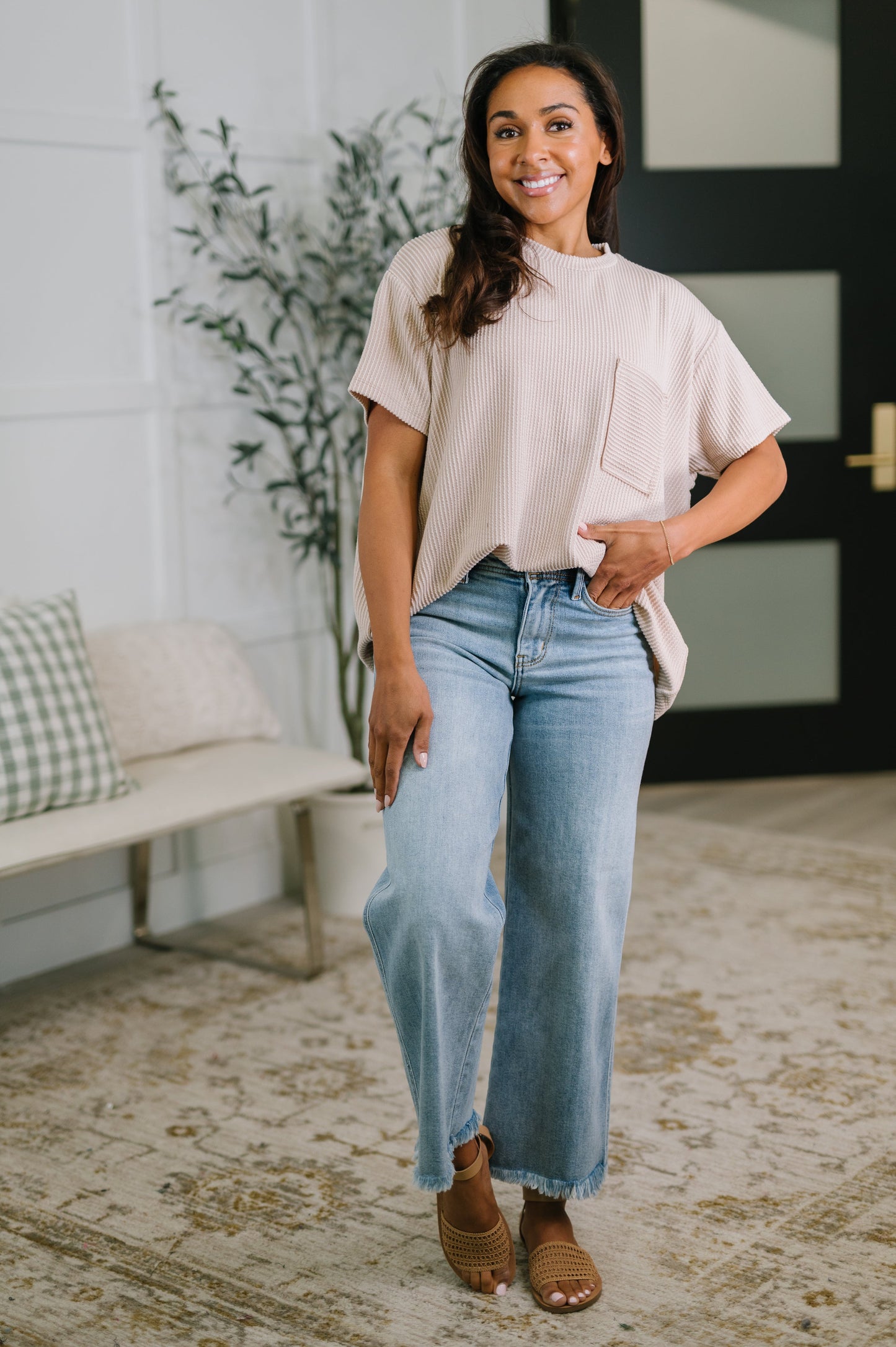 Zenana • Not That complicated Textured Boxy Tee in Ash Mocha