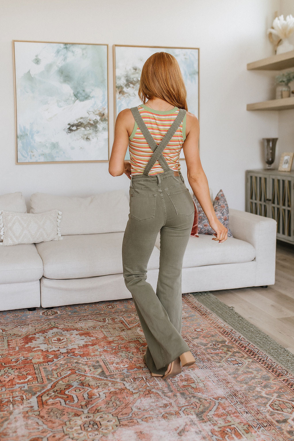 Judy Blue • Olivia Control Top Release Hem Overalls in Olive