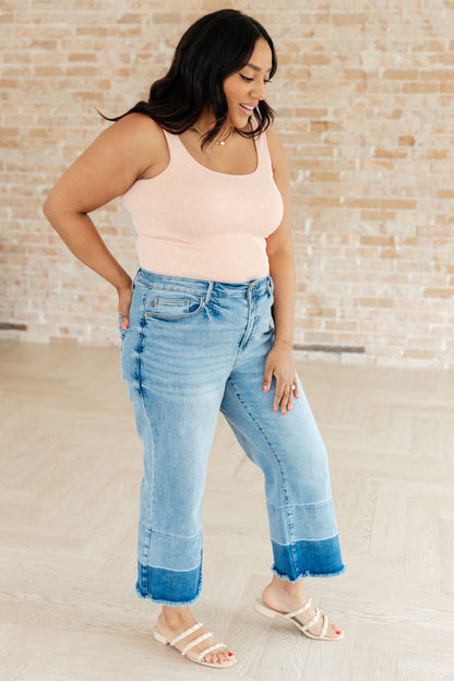 Judy Blue • Olivia • High Rise Wide Leg Crop Jeans in Medium Wash
