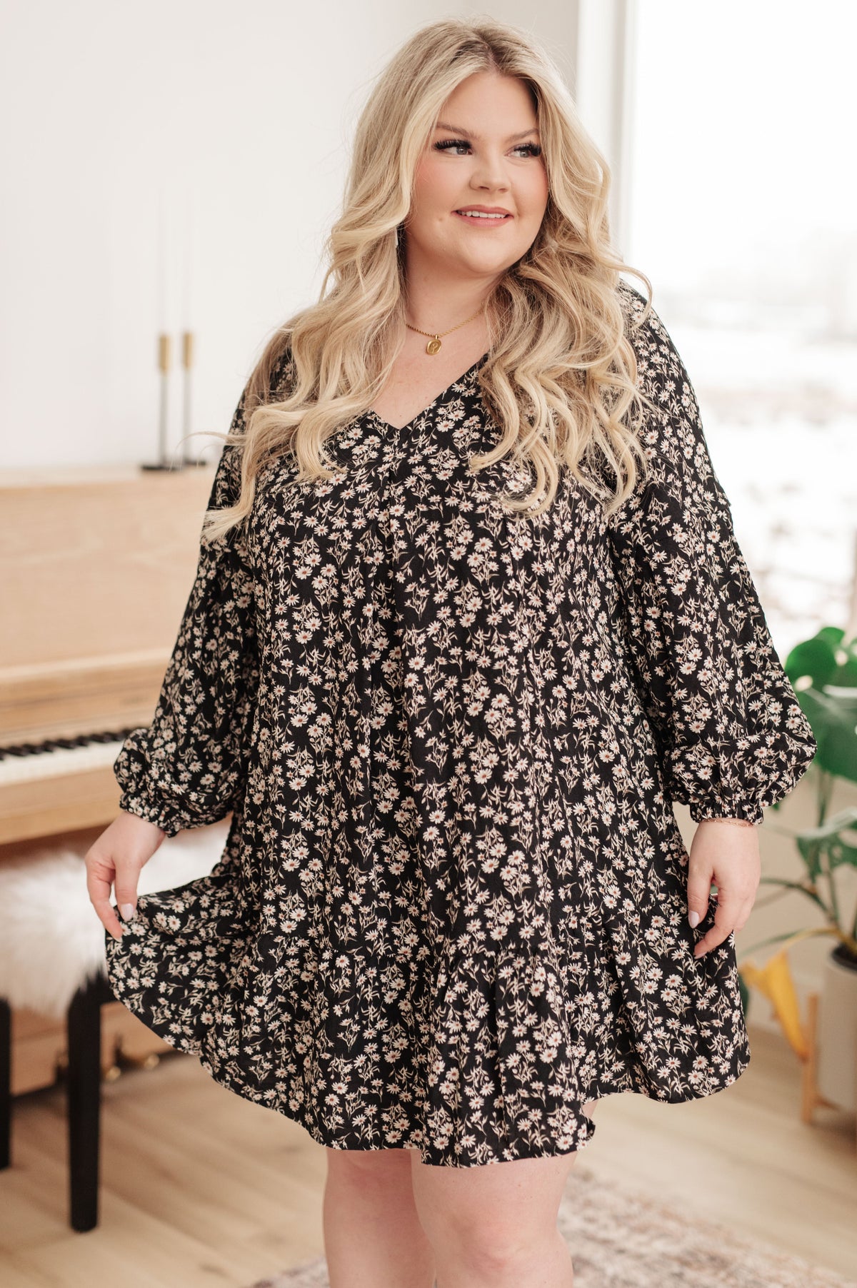 Once Again • V-Neck Floral Dress