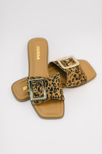 Soda • Opera Square Toe Buckle Slip On Sandal
