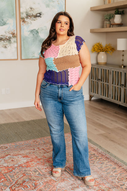 POL • Patch Me Up Patchwork Knit Top