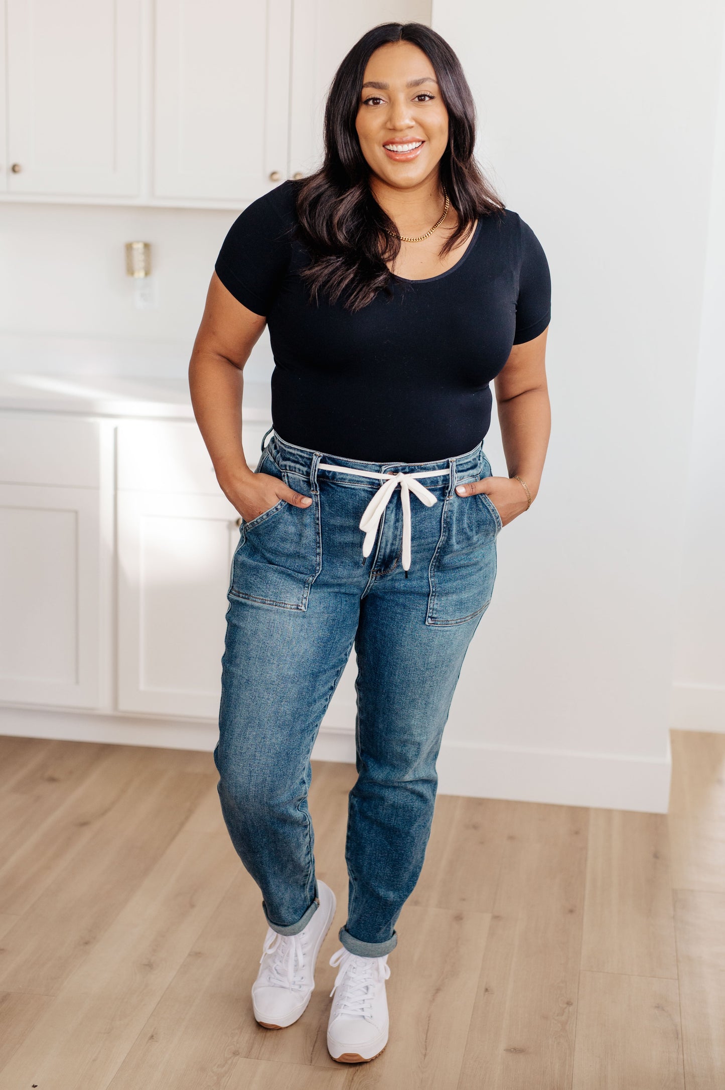 Judy Blue • Payton Pull On Denim Joggers in Medium Wash
