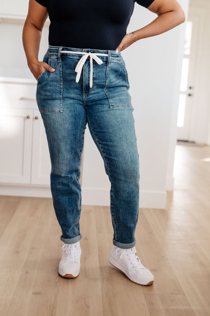 Judy Blue • Payton Pull On Denim Joggers in Medium Wash
