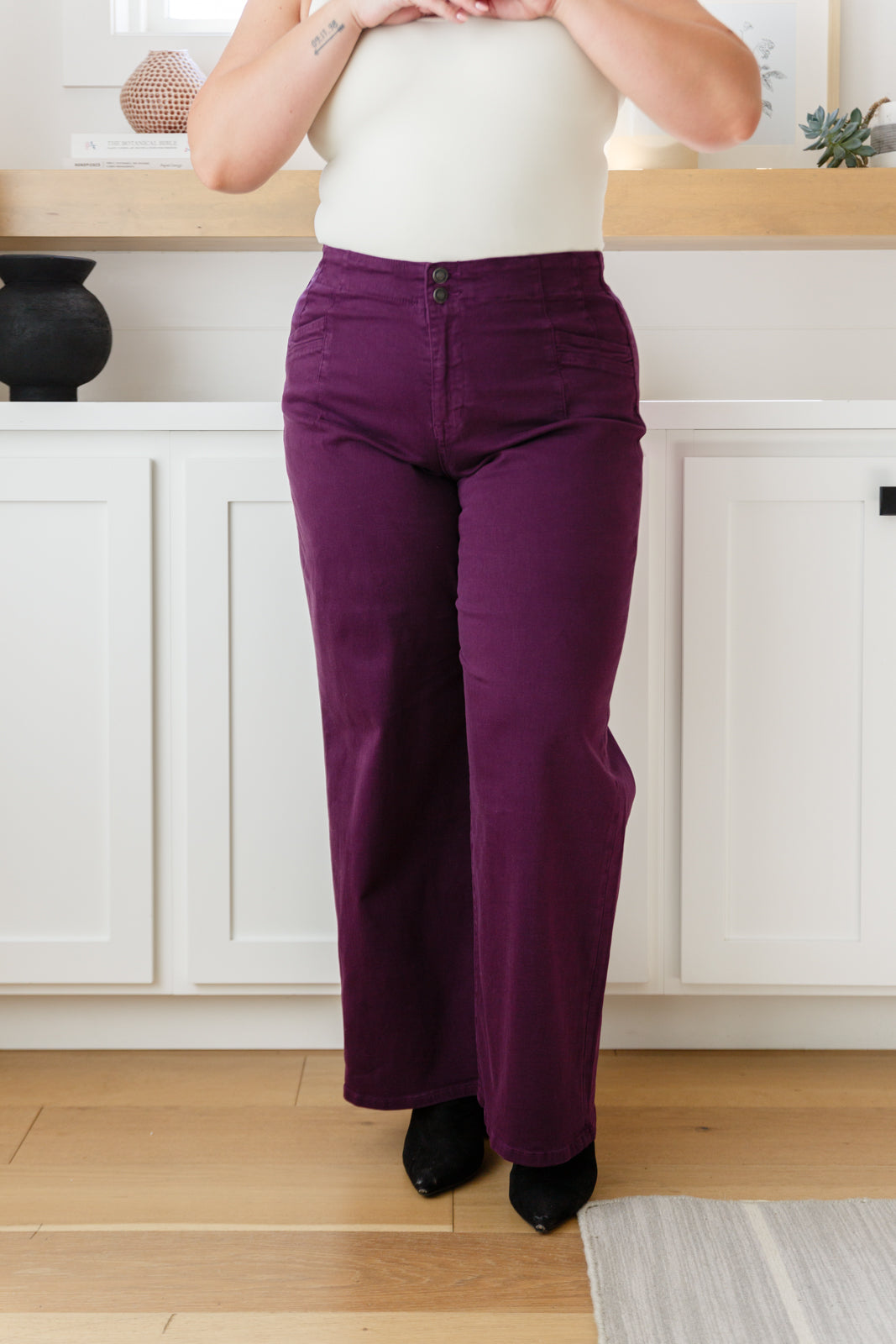 Mica Denim • Petunia High Rise Wide Leg Jeans in Plum