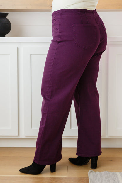 Mica Denim • Petunia High Rise Wide Leg Jeans in Plum