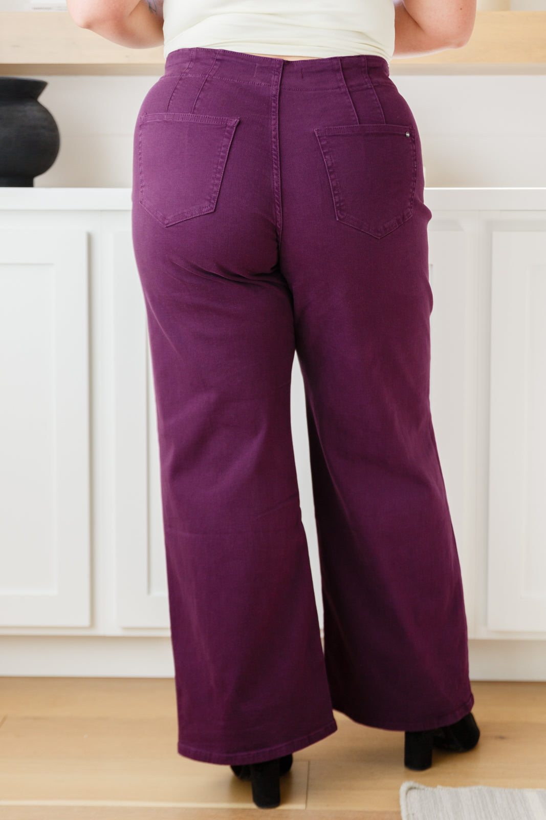 Mica Denim • Petunia High Rise Wide Leg Jeans in Plum
