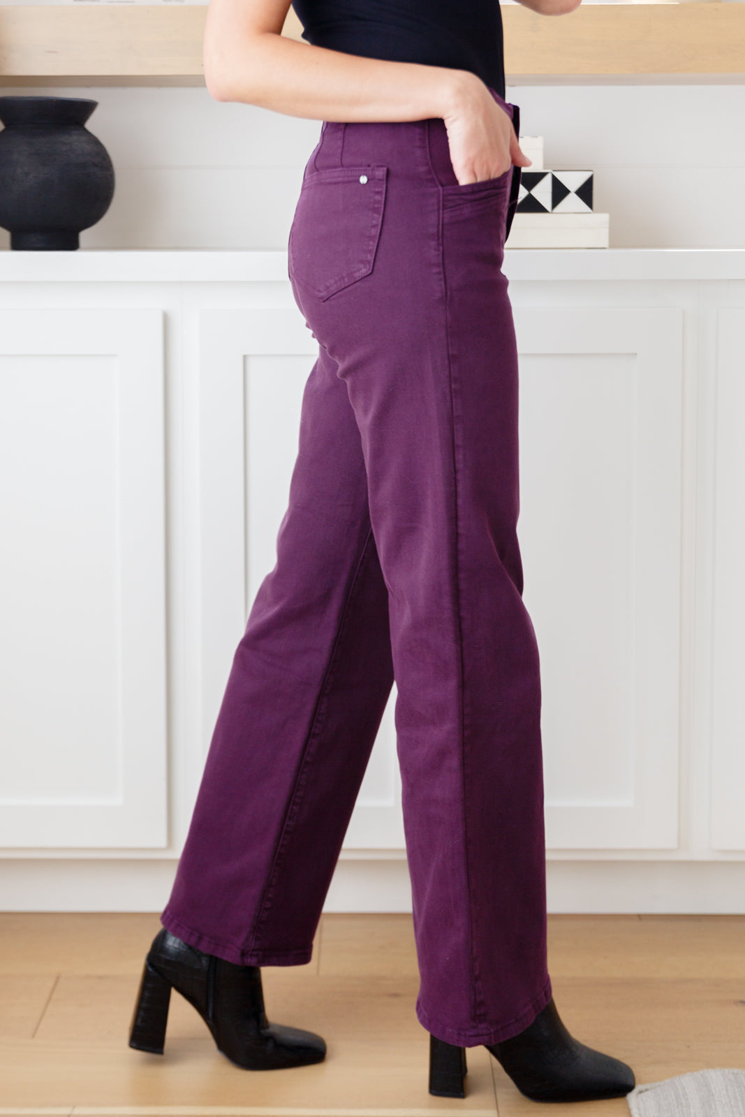 Mica Denim • Petunia High Rise Wide Leg Jeans in Plum