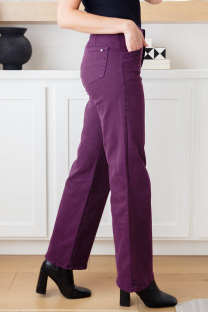 Mica Denim • Petunia High Rise Wide Leg Jeans in Plum