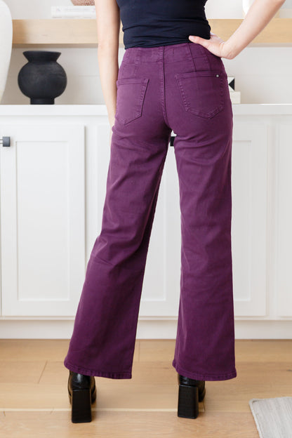 Mica Denim • Petunia High Rise Wide Leg Jeans in Plum