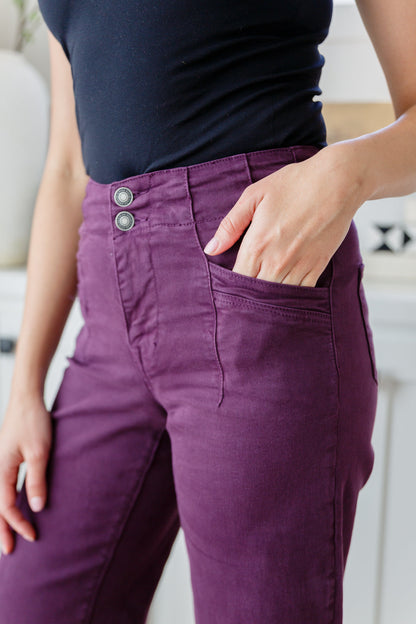 Mica Denim • Petunia High Rise Wide Leg Jeans in Plum