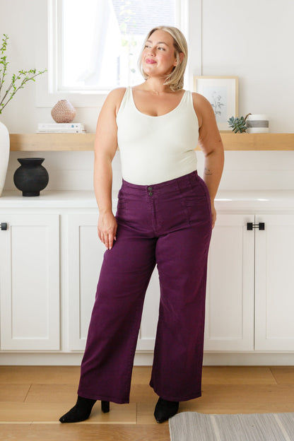 Mica Denim • Petunia High Rise Wide Leg Jeans in Plum