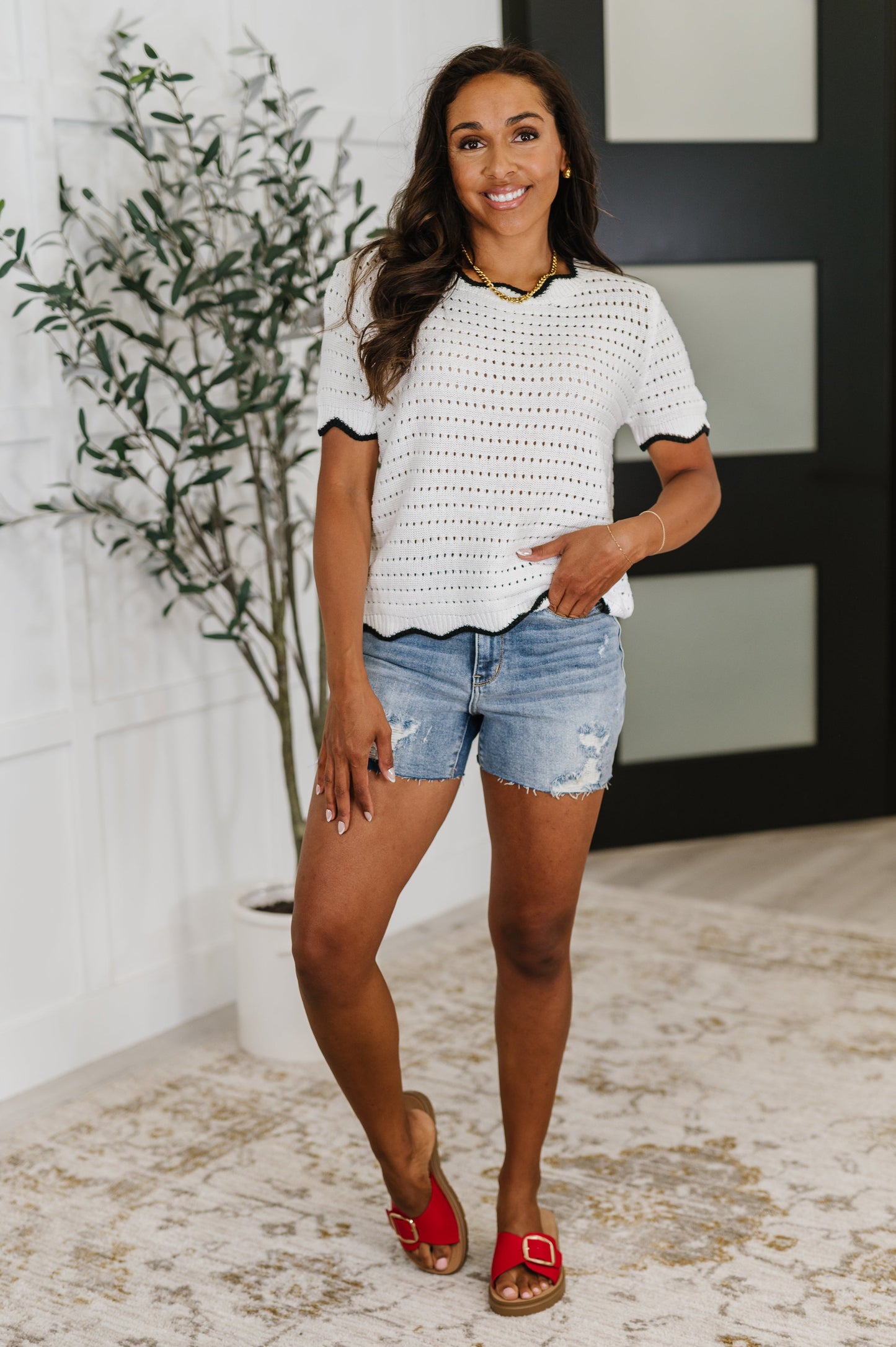 Pinkies Up • Knit Top in White