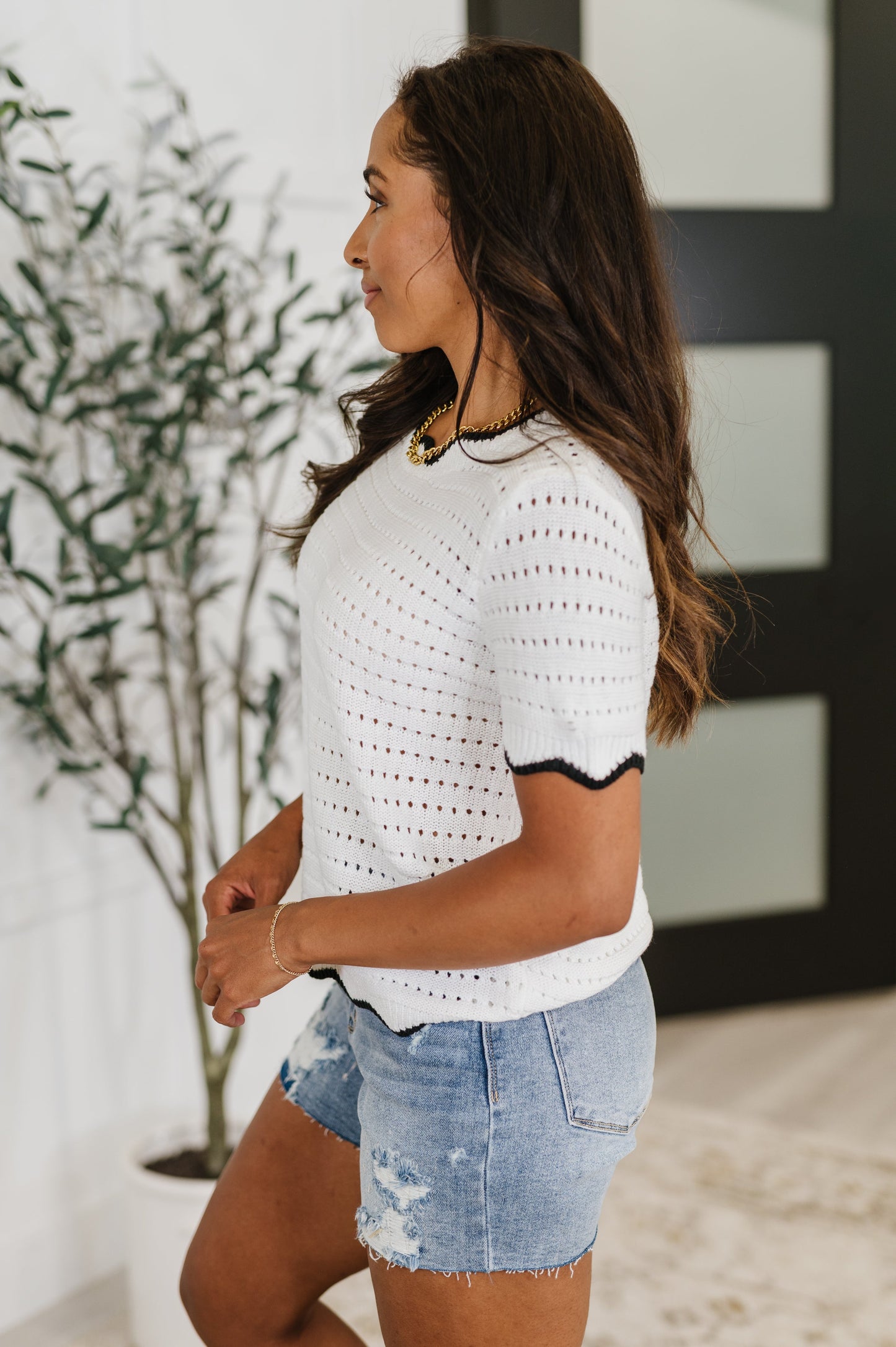 Pinkies Up • Knit Top in White