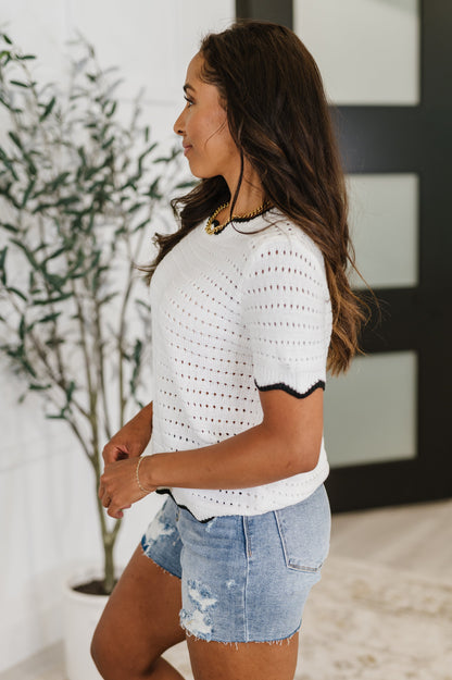 Pinkies Up • Knit Top in White