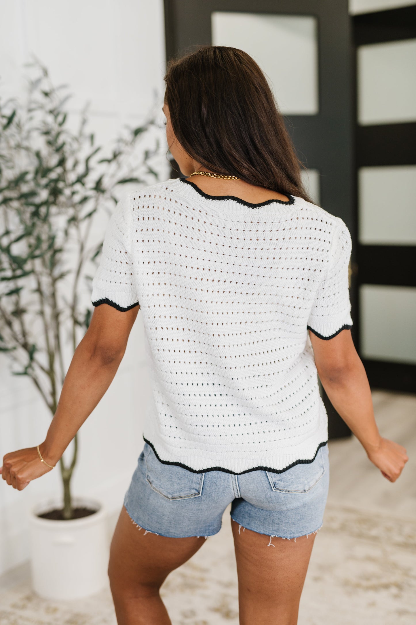 Pinkies Up • Knit Top in White