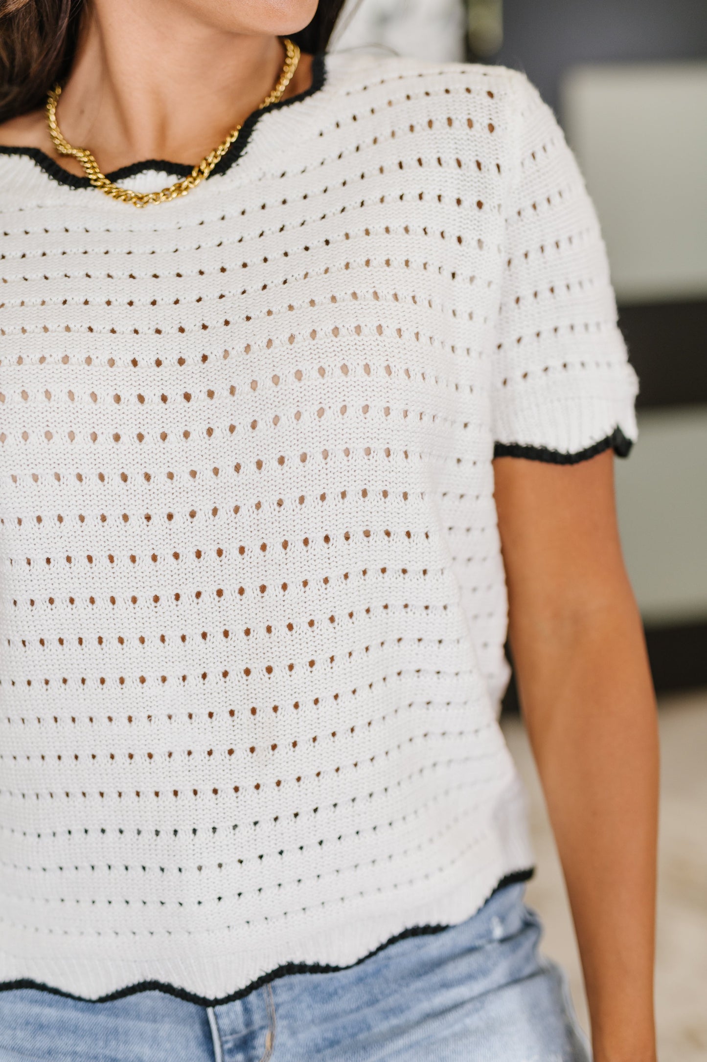 Pinkies Up • Knit Top in White