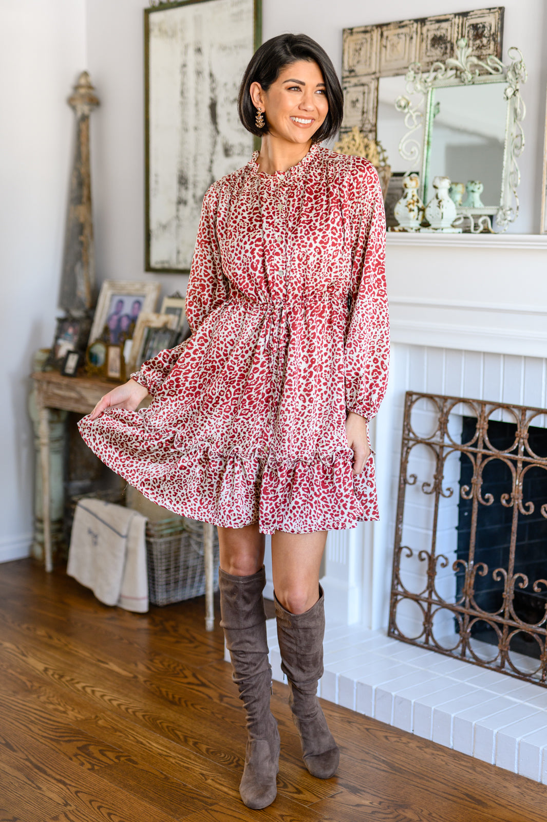 Jodifl • Rayven Animal Print Dress in Burgundy