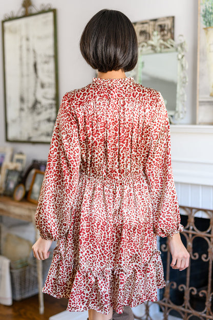 Jodifl • Rayven Animal Print Dress in Burgundy