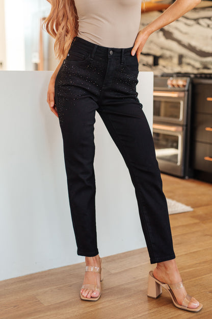 Judy Blue • Reese Rhinestone Slim Fit Jeans in Black