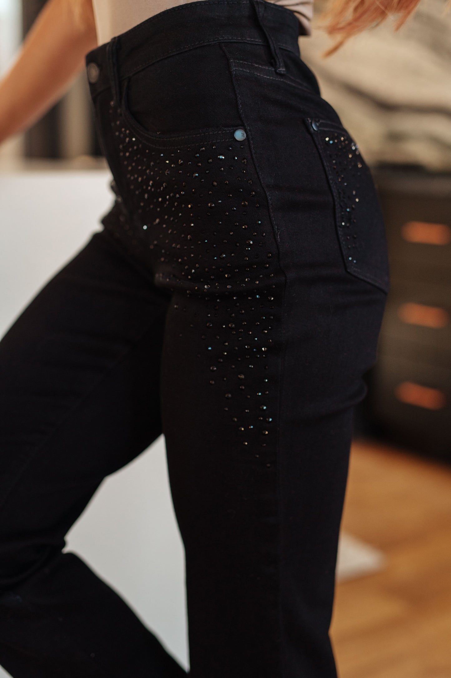 Judy Blue • Reese Rhinestone Slim Fit Jeans in Black