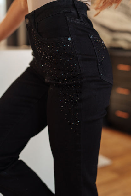 Judy Blue • Reese Rhinestone Slim Fit Jeans in Black