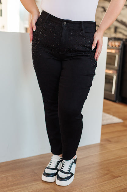 Judy Blue • Reese Rhinestone Slim Fit Jeans in Black