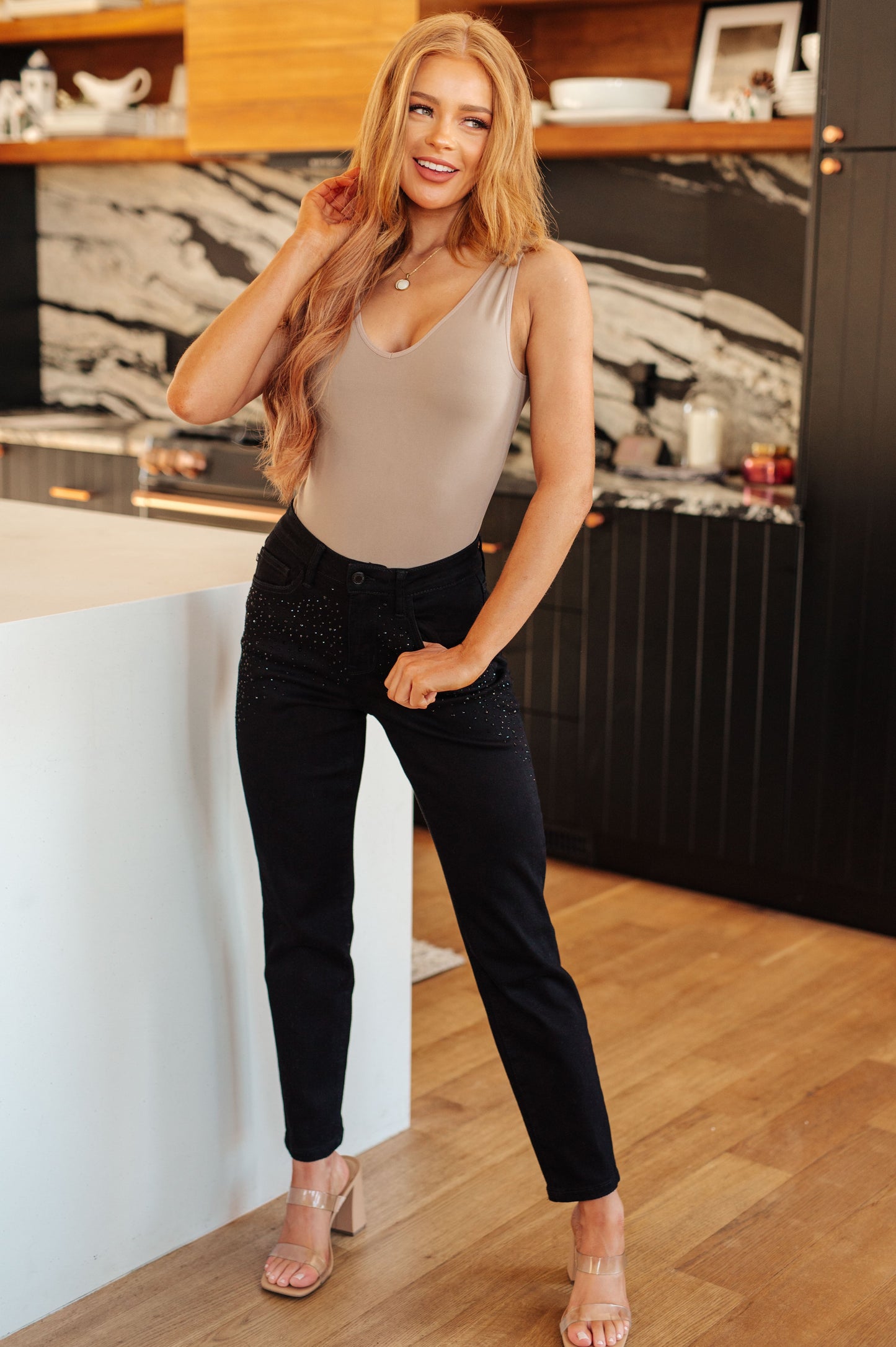 Judy Blue • Reese Rhinestone Slim Fit Jeans in Black