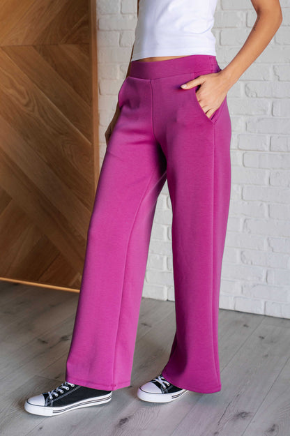 Dear Scarlett • Resort Travel Wide Leg Crop Pant in Magenta
