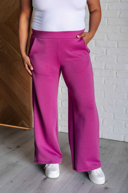 Dear Scarlett • Resort Travel Wide Leg Crop Pant in Magenta