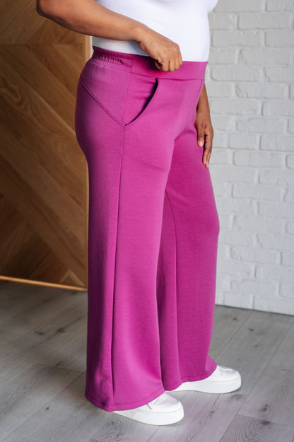 Dear Scarlett • Resort Travel Wide Leg Crop Pant in Magenta
