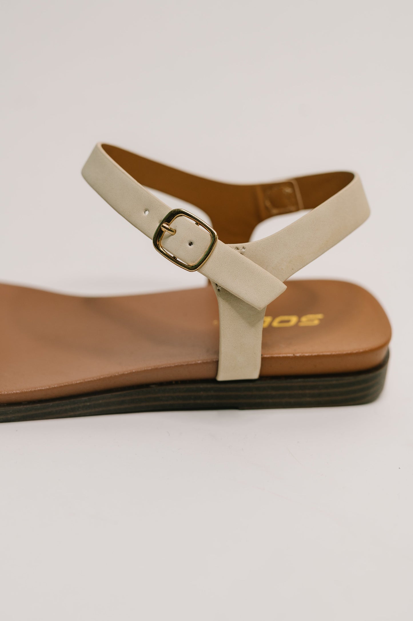 Soda • Riddle Ankle Strap Sandal in Beige