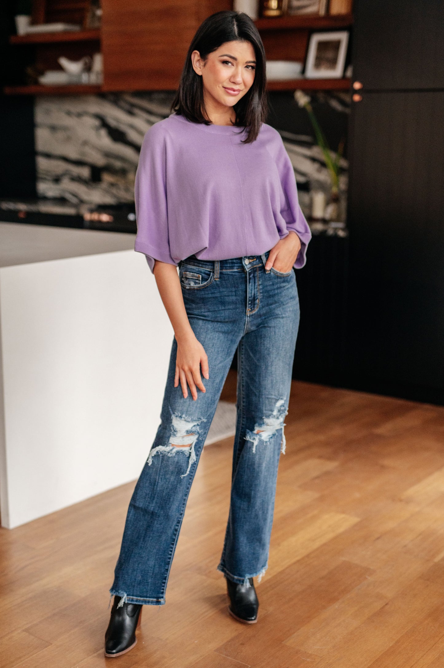Judy Blue • Rose High Rise 90's Straight Jeans in Dark Wash