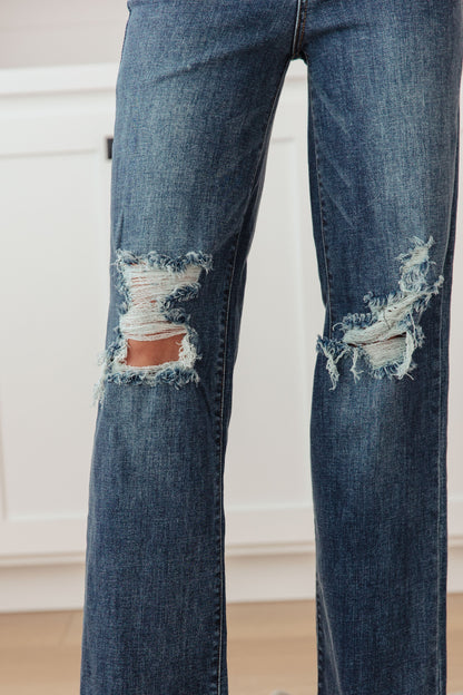 Judy Blue • Rose High Rise 90's Straight Jeans in Dark Wash