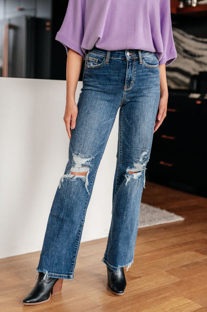 Judy Blue • Rose High Rise 90's Straight Jeans in Dark Wash