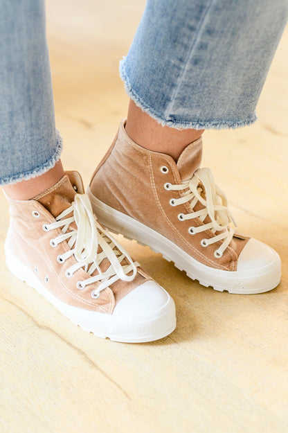 Corkys • Run Me Down Velvet High Tops in Tan
