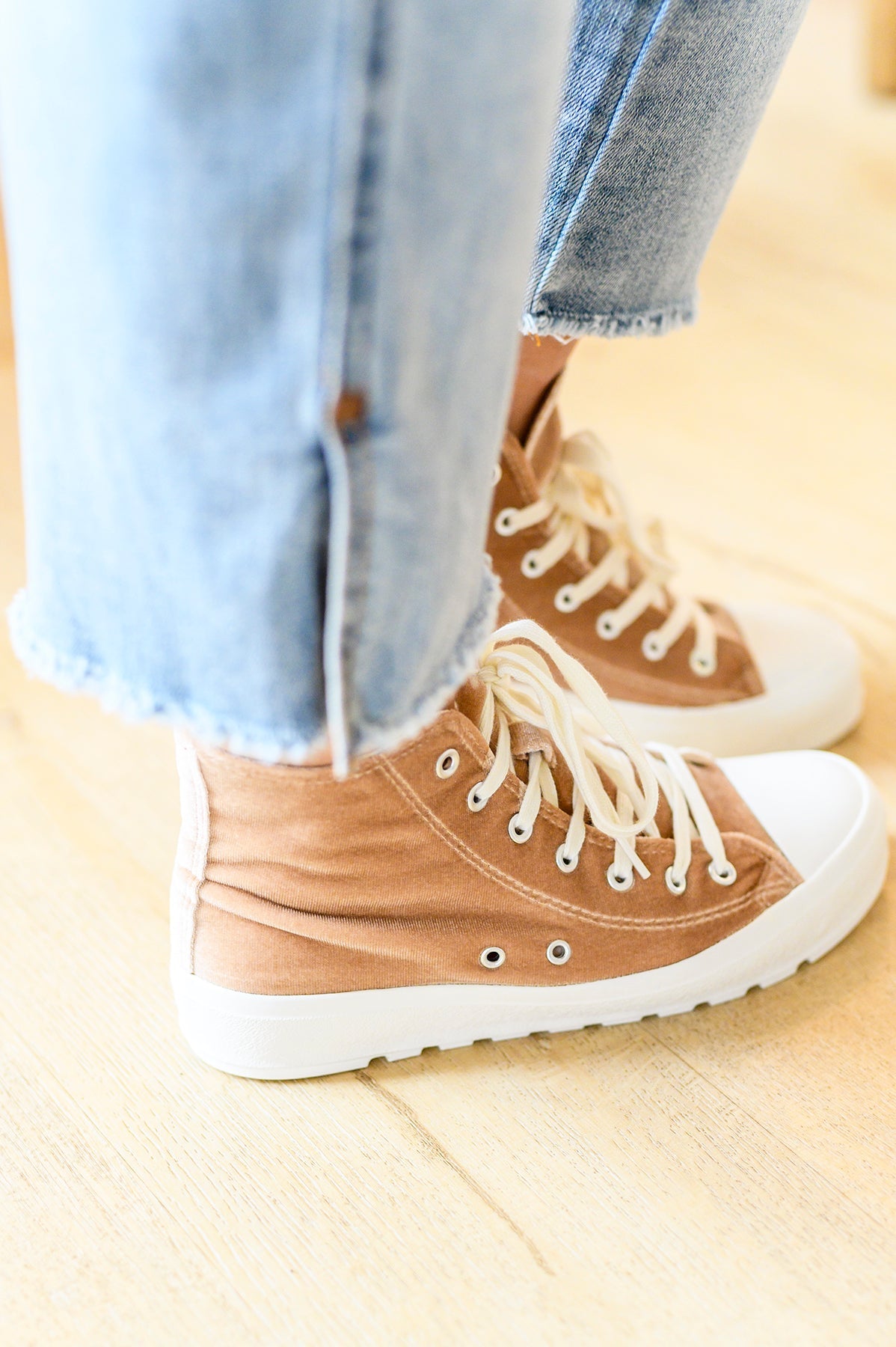Corkys • Run Me Down Velvet High Tops in Tan