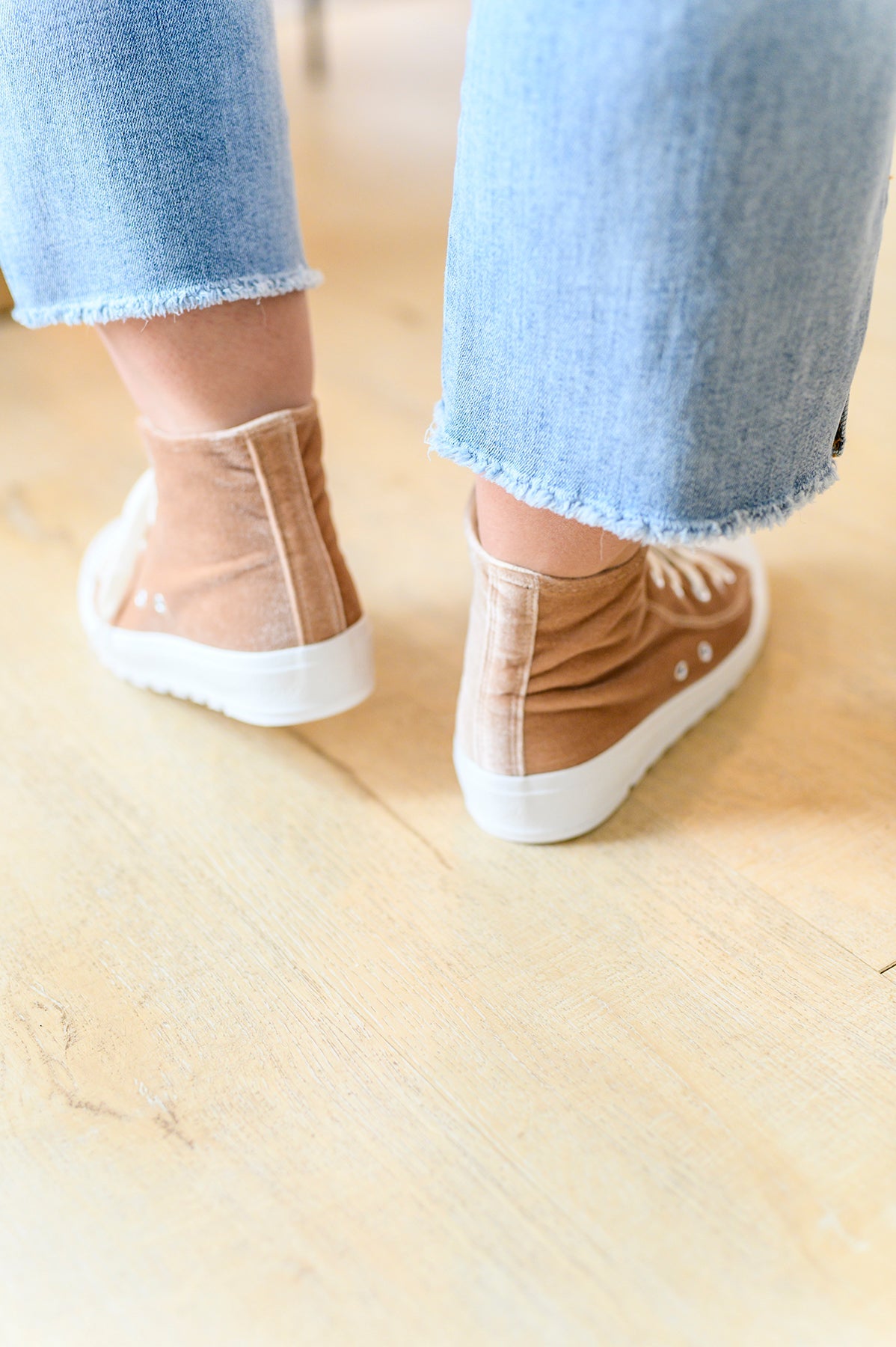 Corkys • Run Me Down Velvet High Tops in Tan
