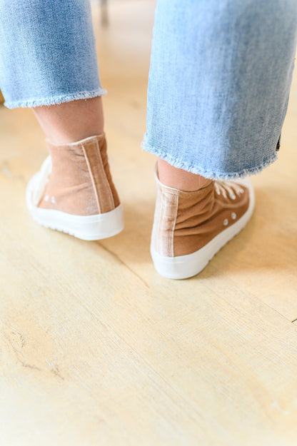 Corkys • Run Me Down Velvet High Tops in Tan