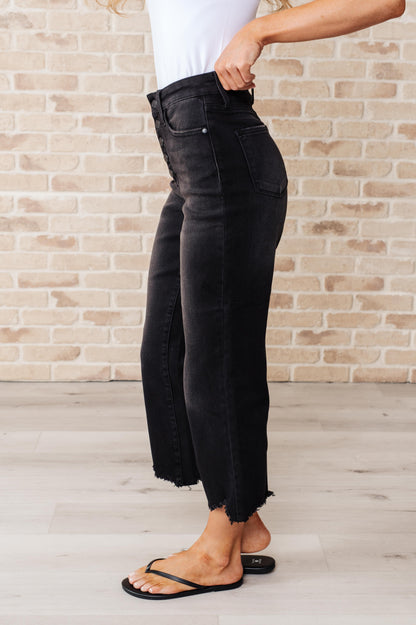 Judy Blue • Ryan • High Rise Button Fly Wide Leg Crop Jeans