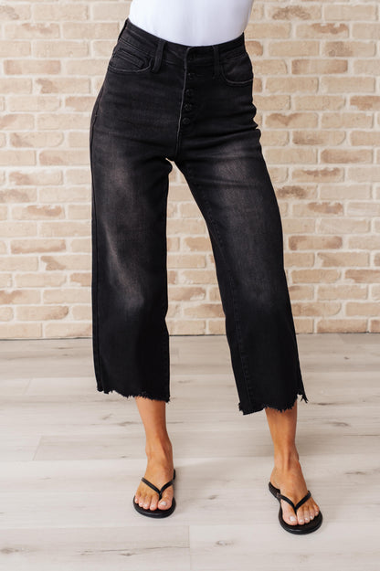Judy Blue • Ryan • High Rise Button Fly Wide Leg Crop Jeans