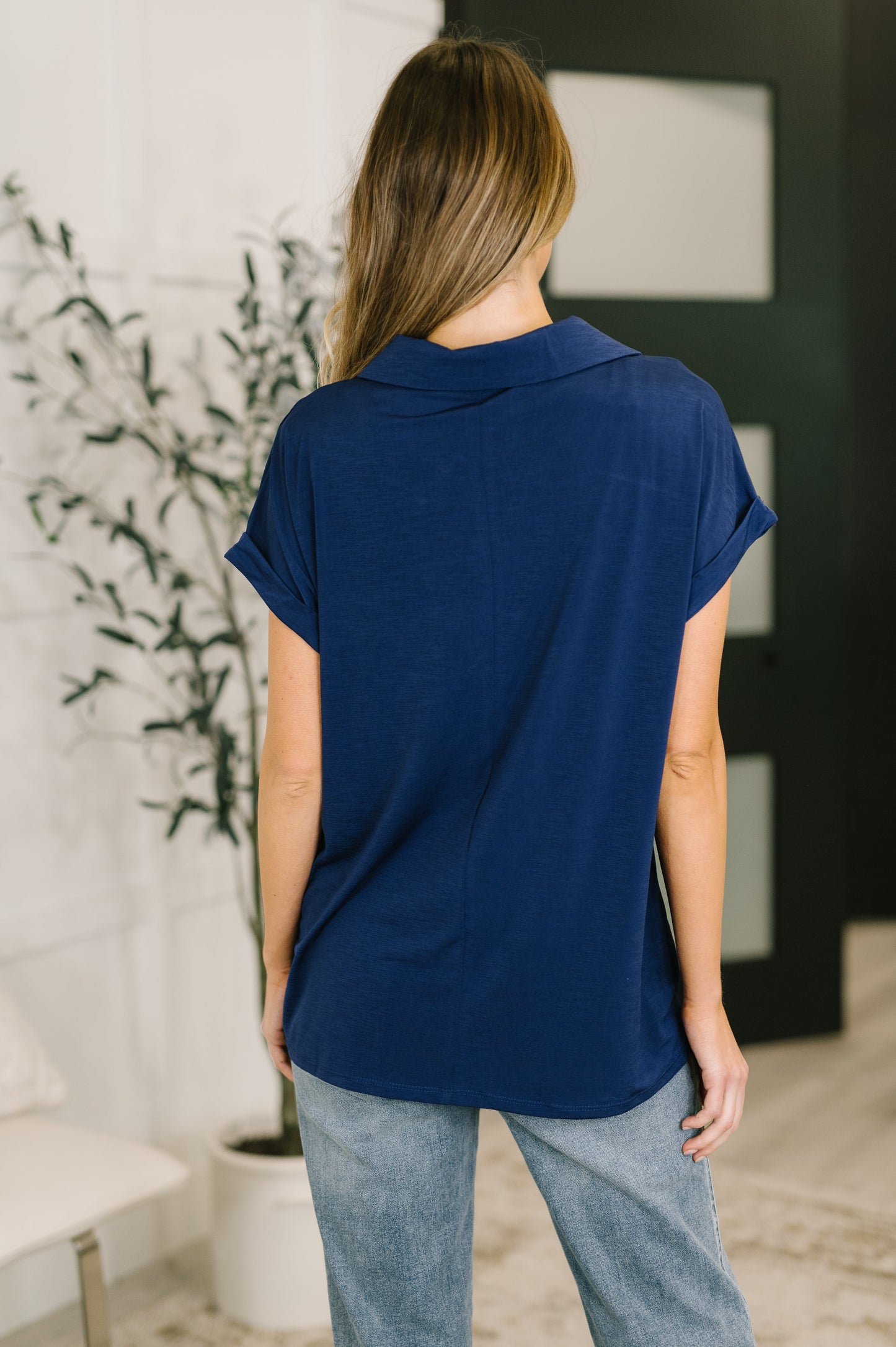 Dear Scarlett • Sea You Soon Collared Top in Navy